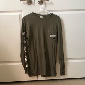 PINK Olive Long Sleeve Pocket Tee